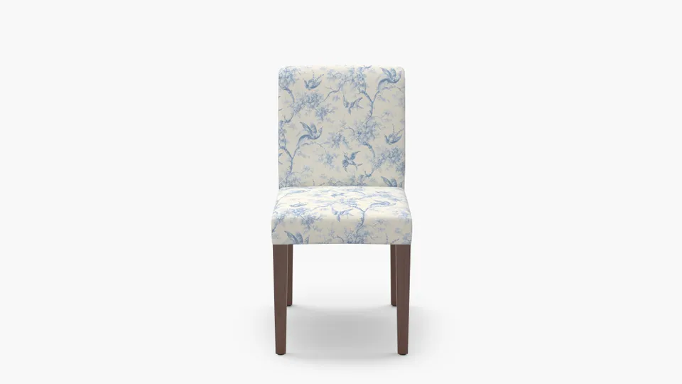 Signature Dining Chair, Blue Swallows, Walnut Square Tapered Leg