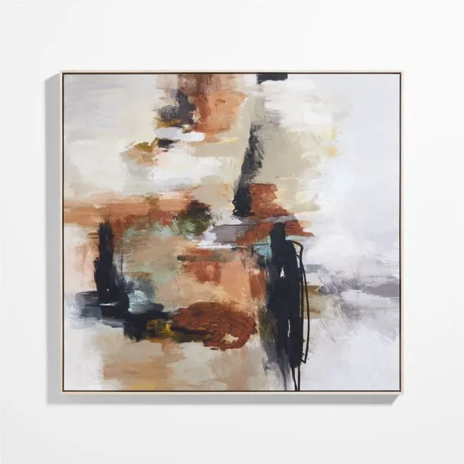 "Bloom" by Kichael Bonofiglio Brown & Black Abstract 47"x50" Framed Wall Art Print