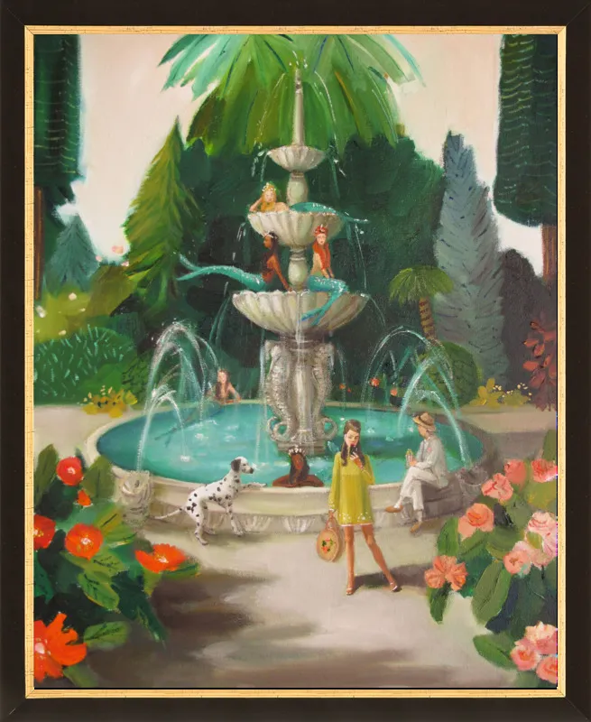 Selfie At The Mermaid Public Fountain by Janet Hill for Artfully Walls