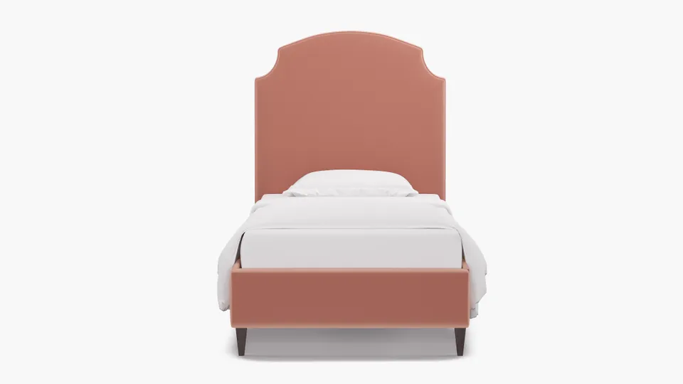 Cove Bed, Bloom Performance Plush Velvet, Espresso Square Tapered Leg, Twin