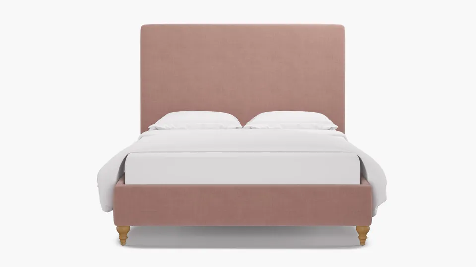 Classic Bed, Blush Everyday Linen, Natural Traditional Turned Leg, Full