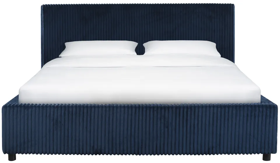 Safavieh Couture Mallika Plush Corduroy Bed, Navy / Black, Queen