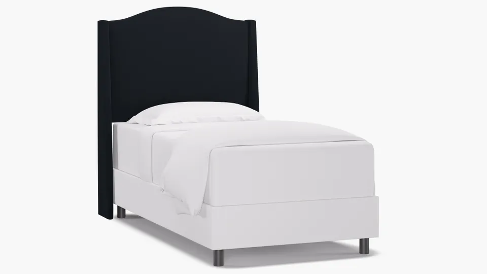 Classic Wingback Headboard, Navy Everyday Linen, Twin