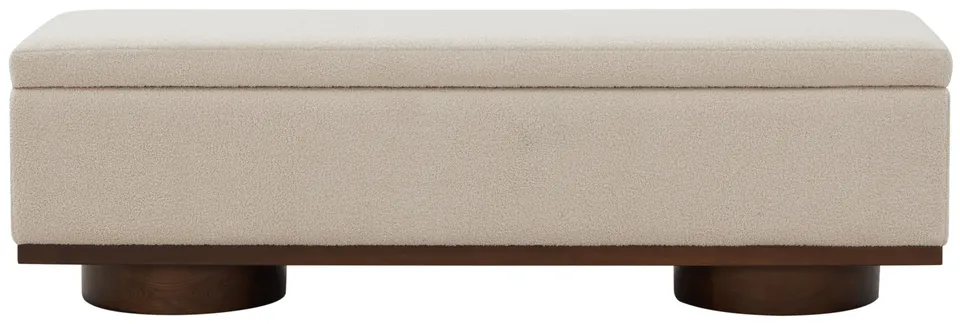 Vianna Boucle Bench - Sand/Walnut