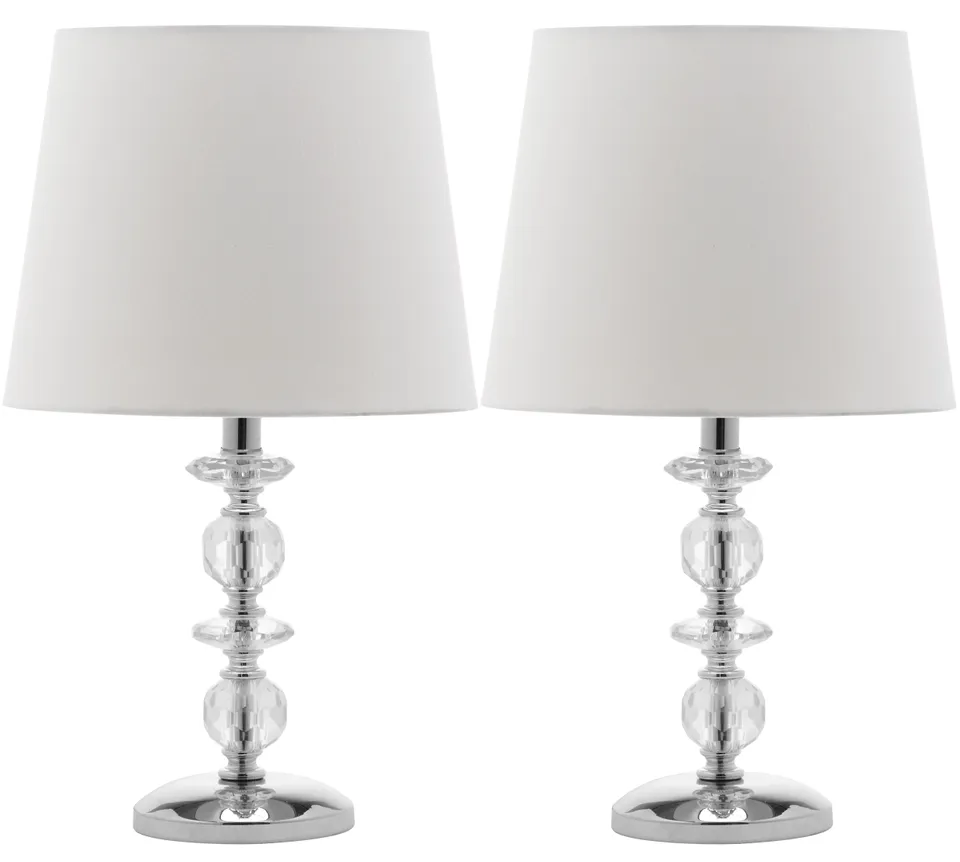 Derry Stacked Crystal Orb 15" Table Lamp, Set Of 2 - Clear / White
