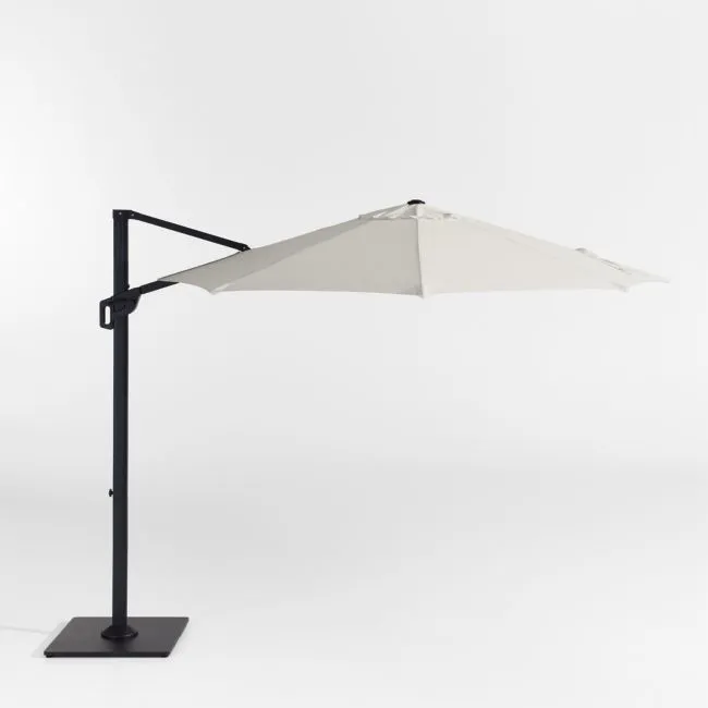 10' Round Sunbrella® Cast Silver Cantilever Outdoor Patio Umbrella with Black Metal Frame