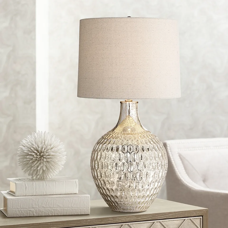 Possini Euro Waylon 28" Mercury Glass Table Lamp with Table Top Dimmer
