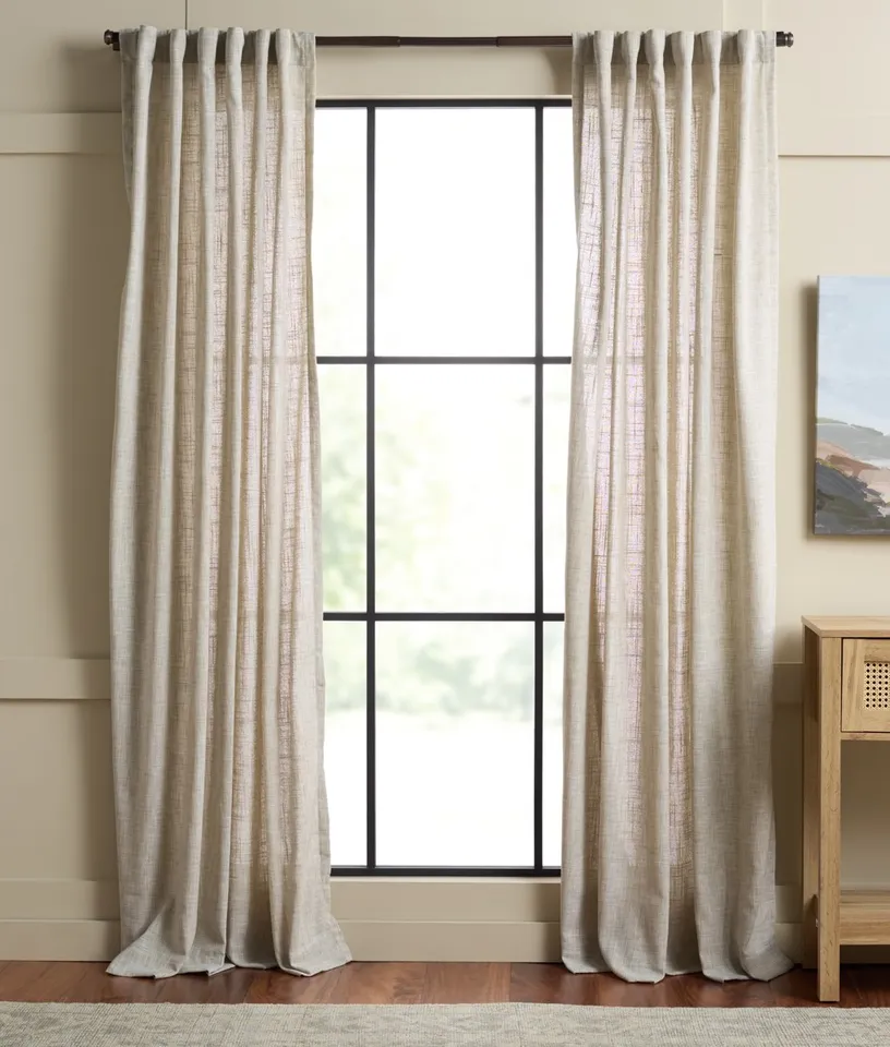 Ayla Window Panels 52x84", Set of 2 - Light Gray / Natural