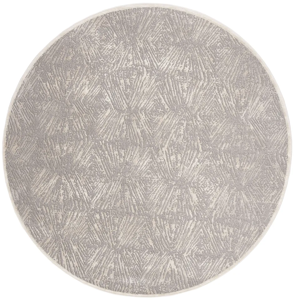Arlo Home Woven Area Rug, MDW319A, Ivory/Grey,  6' 7" X 6' 7" Round