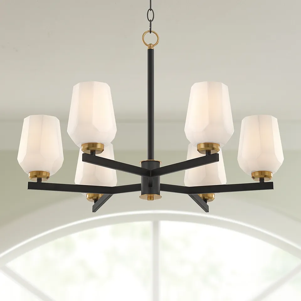 Possini Euro Jeremiah 28"W Black and Gold 6-Light Chandelier