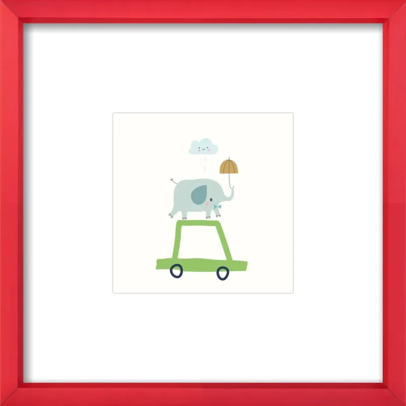 Retro Elephant and Car by Sarah Betz - Little Cube for Artfully Walls