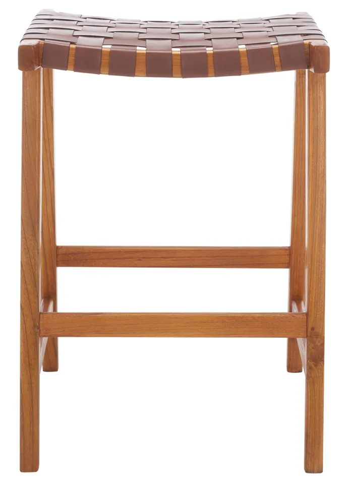 Abreu Rectangle Counter Stool - Cognac / Natural