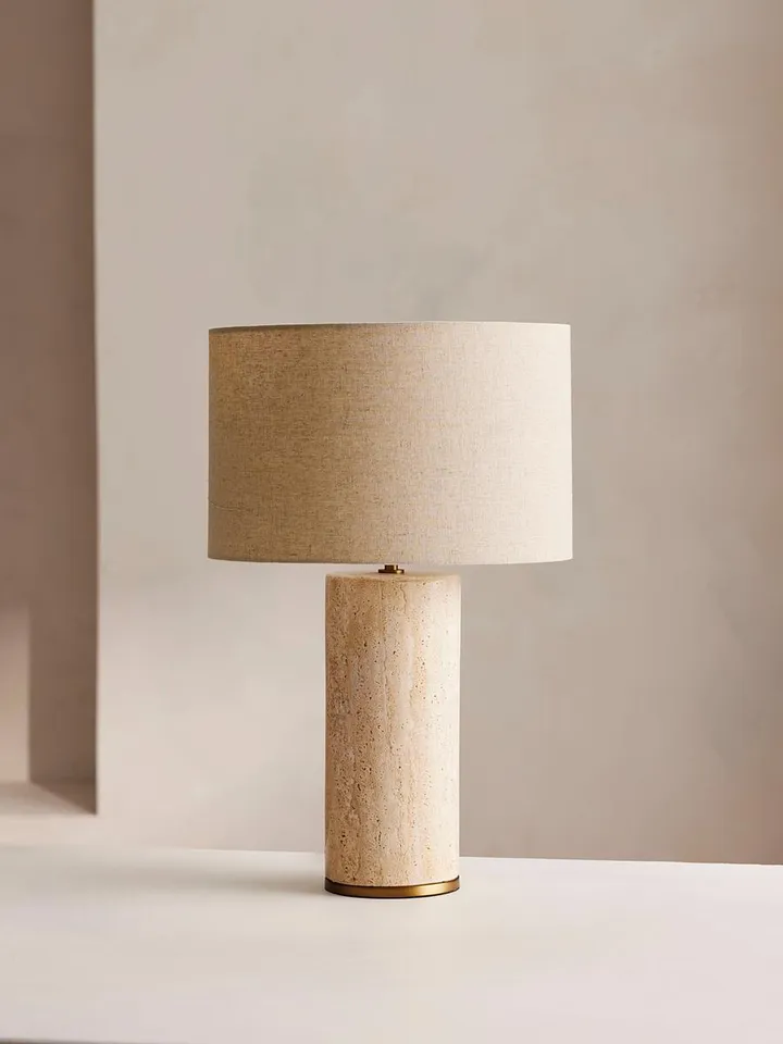 Remi Stone Table Lamp, Cream, US
