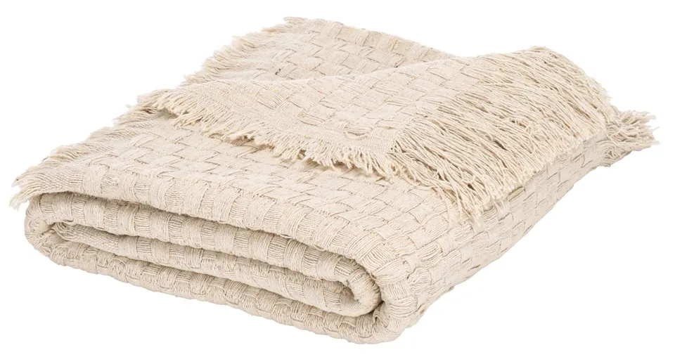 Inaya 51 x 67 Cotton Throw - Ivory