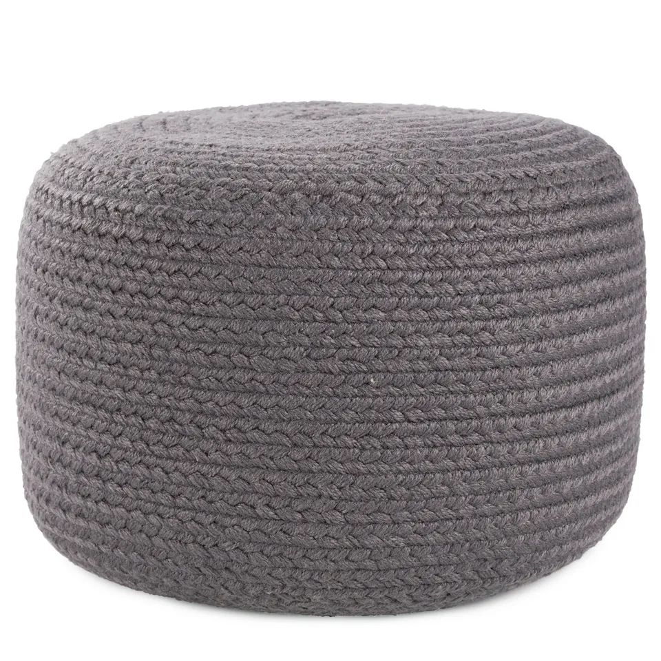 Vibe by Santa Rosa Indoor/ Outdoor Solid Dark Gray Cylinder Pouf