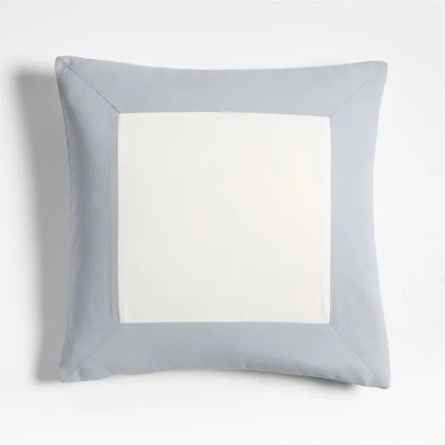 Legacy Border Organic Cotton Monogrammable 20"x20" Sky Blue Throw Pillow Cover