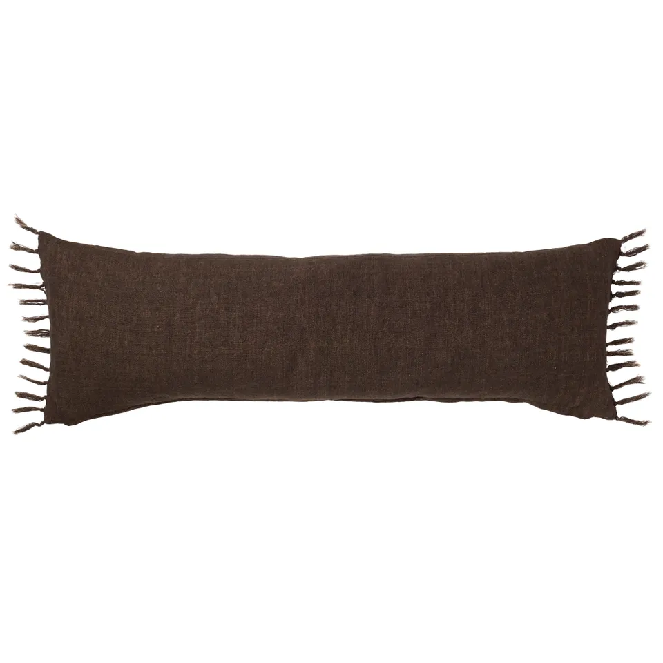 Majere JEM05 Handmade Solid Brown Lumbar Down Filled Pillow (13"x40")