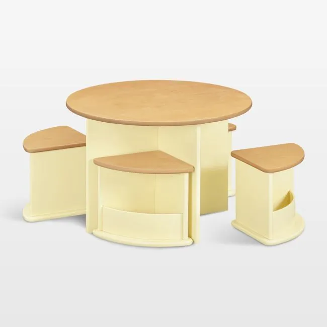 Babyletto Nessa Yellow and Honey Wood Kids Nesting Play Table
