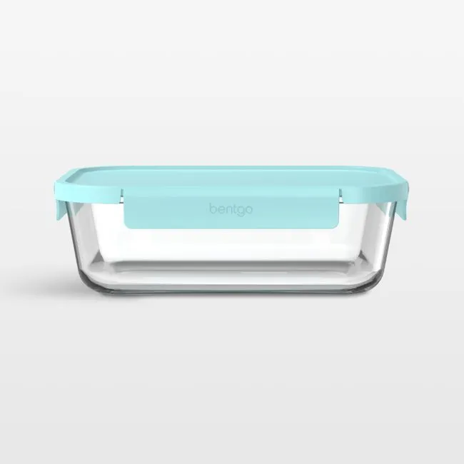 Bentgo Soft Aqua 94.7-oz Leak-Proof Square Glass Food Storage Container with Plastic Lid