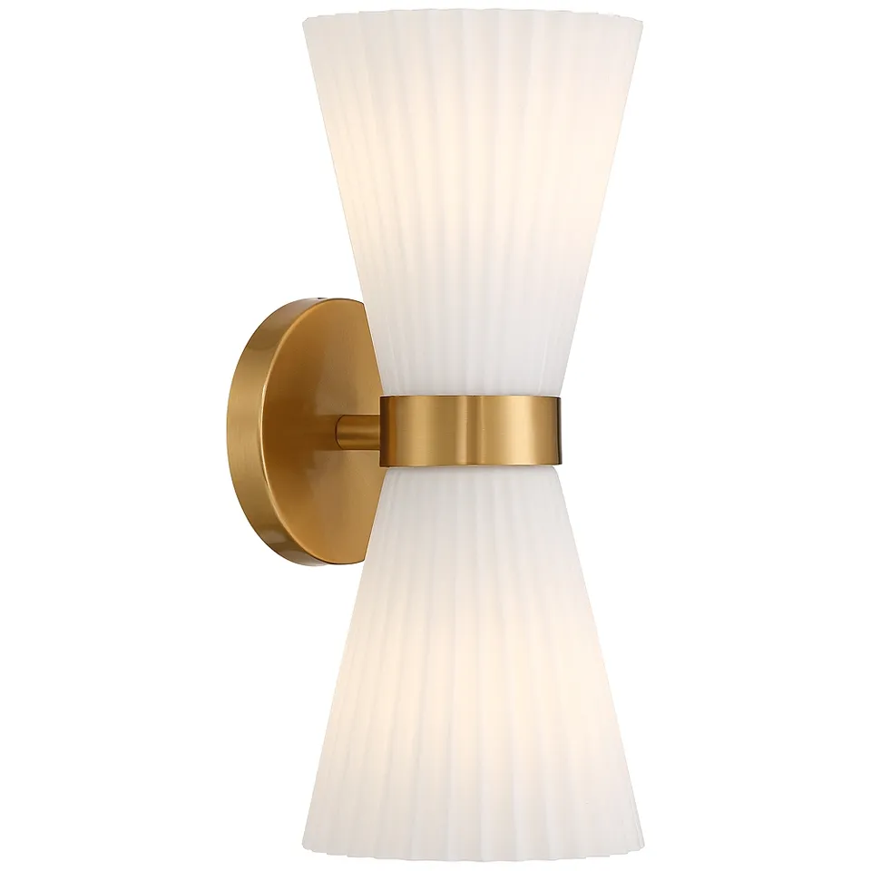 Possini Euro Peter 14" High Warm Brass 2-Light Wall Sconce