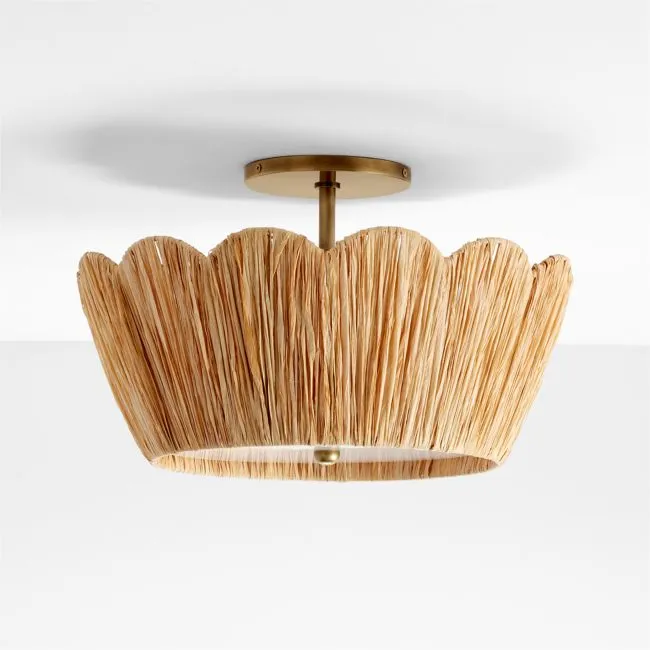 Greta Scalloped Raffia 18" Flush Mount Light
