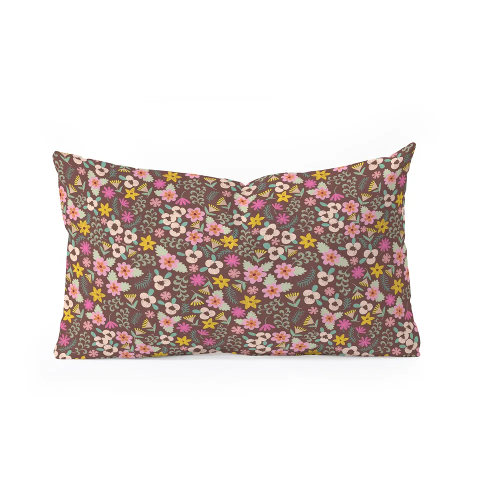 Ditsy Floral 3 by Pimlada Phuapradit - Oblong Throw Pillow 26" x 16"