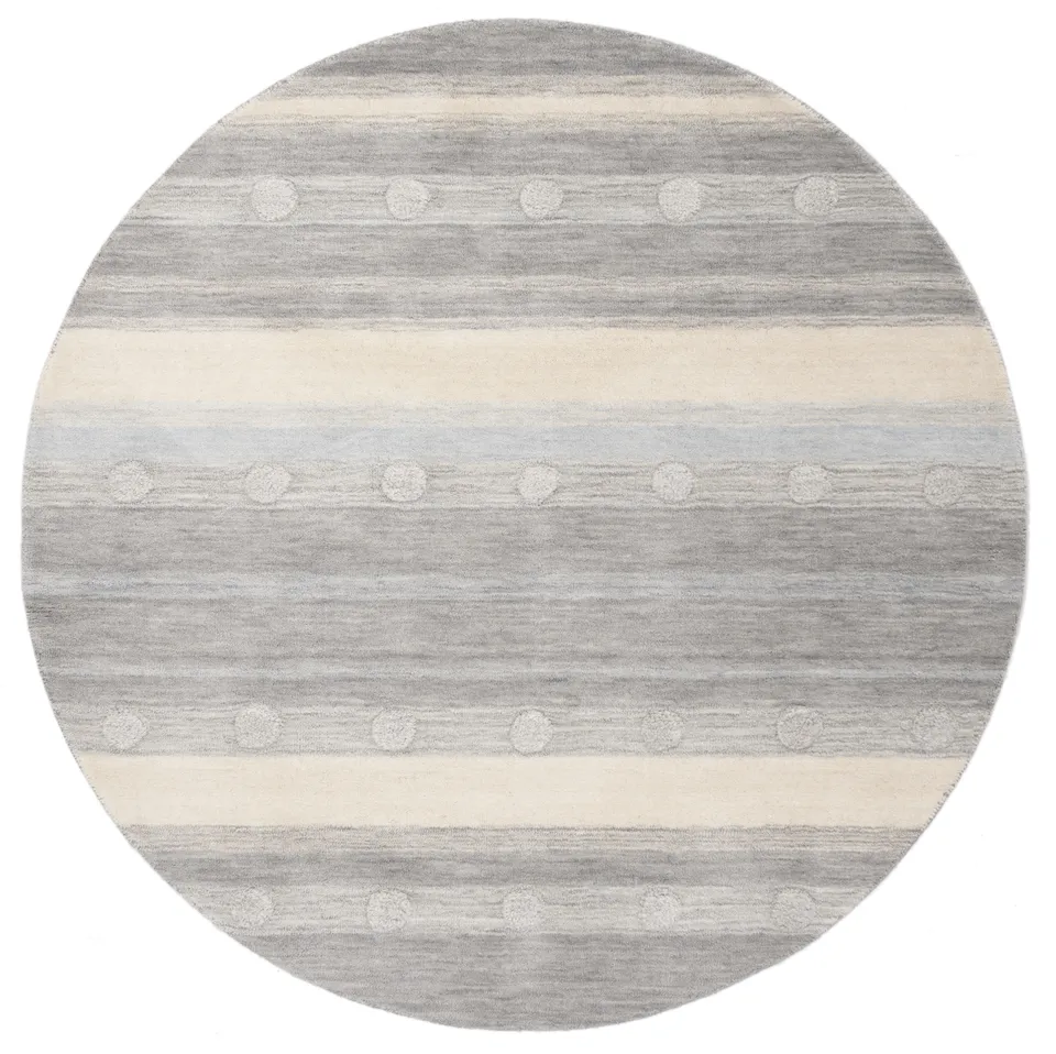 Arlo Home Hand Loomed Area Rug, SFK801F, Grey/Ivory,  5' X 5' Round