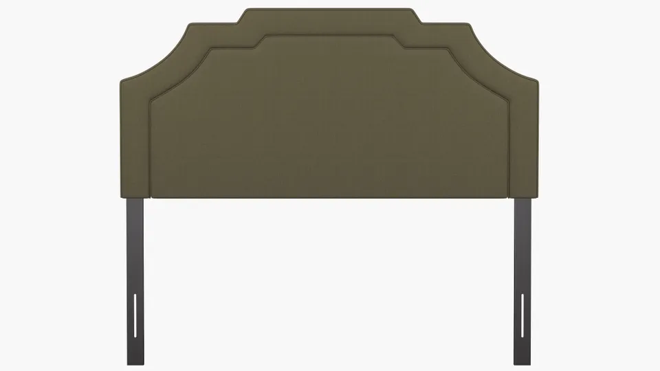 Art Deco Headboard, Olive Everyday Linen, Queen