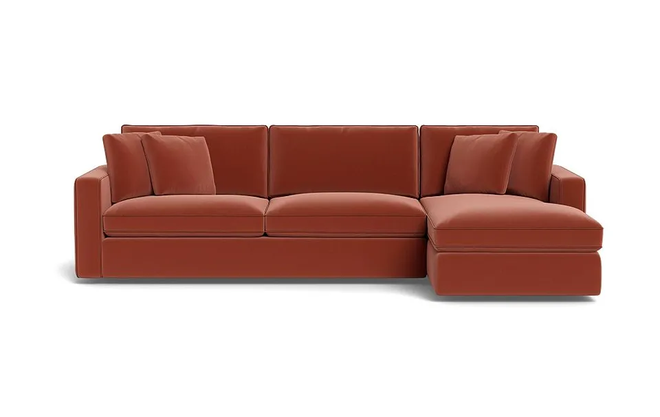 James 3-Seat Right Chaise Sectional with Contrast Piping