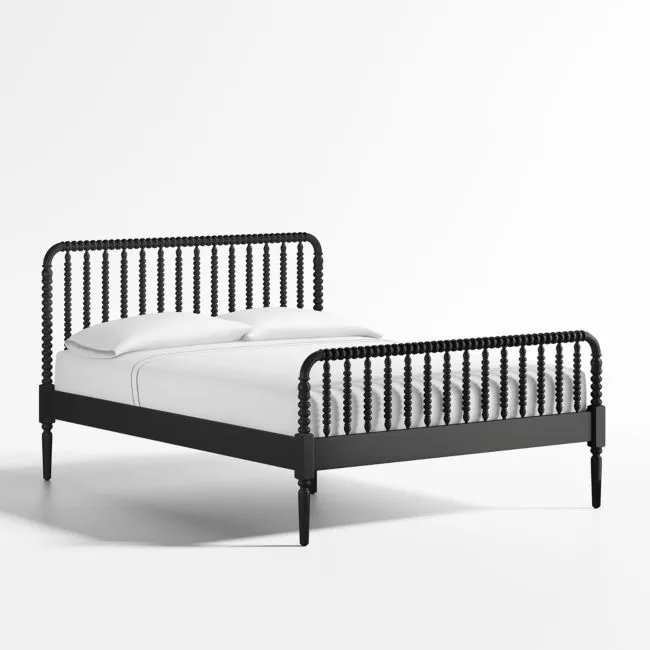 Jenny Lind Black Wood Spindle Kids Queen Bed