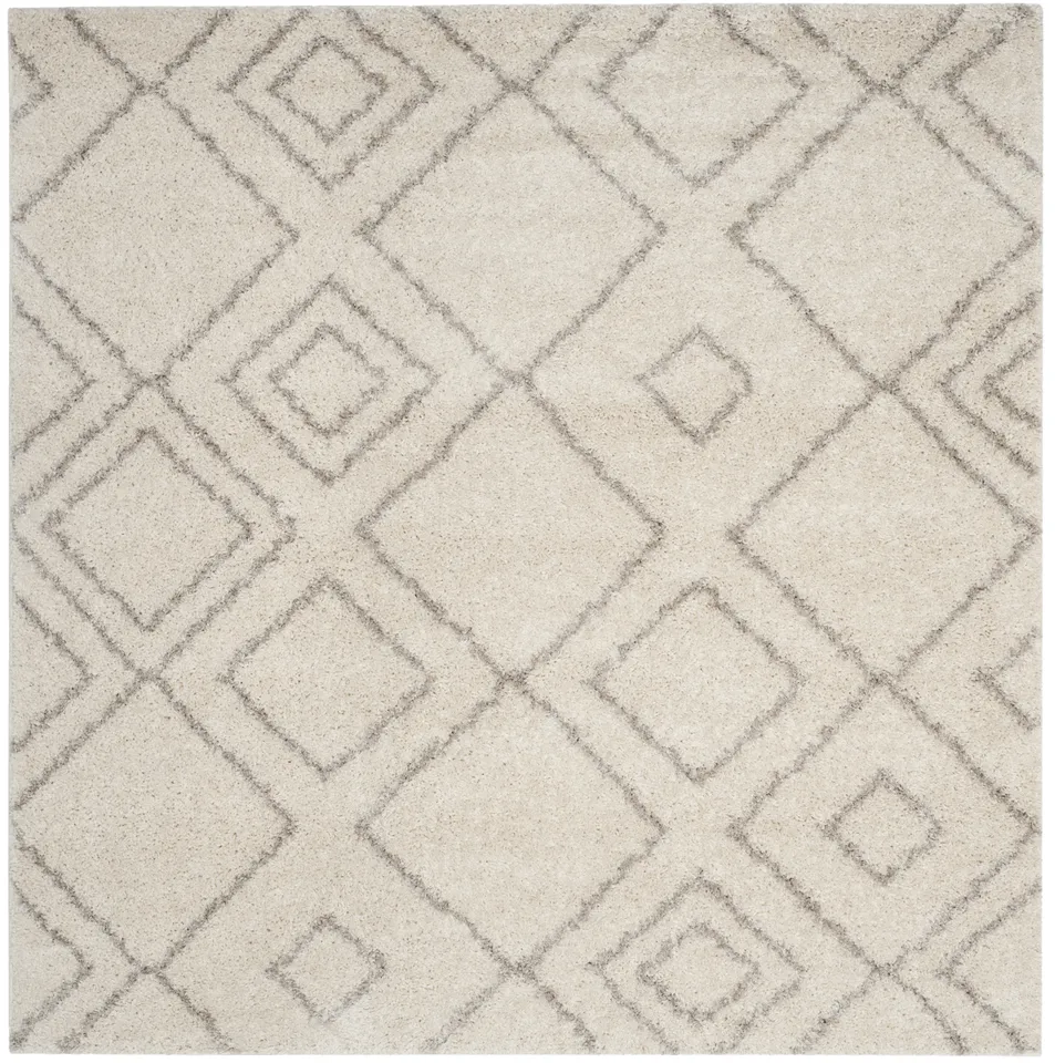 Arlo Home Woven Area Rug, ASG744A, Ivory/Beige,  6' 7" X 6' 7" Square