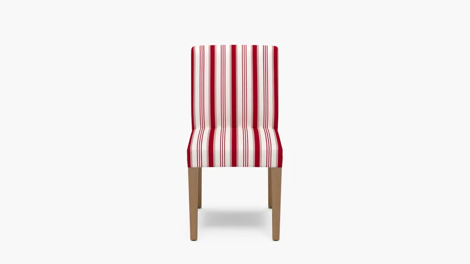 Signature Dining Chair, Red Regency Stripe, Natural Square Tapered Leg