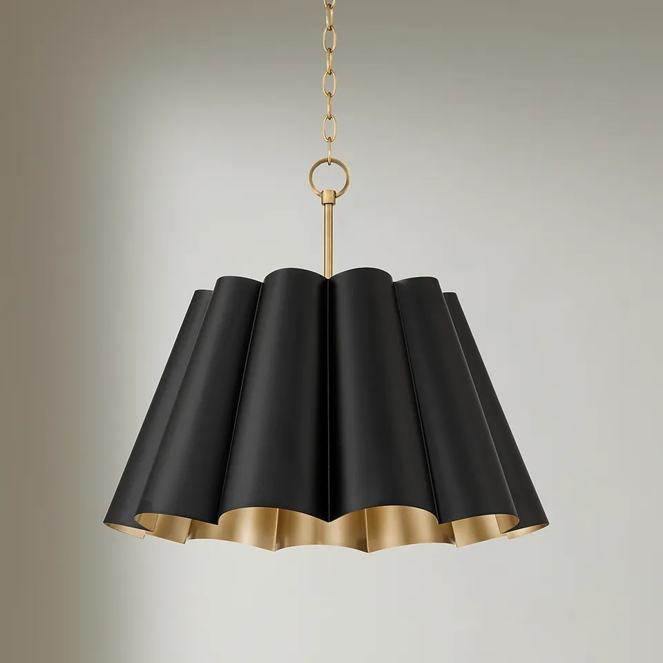 Possini Euro Olmos 24" Wide Black and Gold 4-Light Metal Pendant Light
