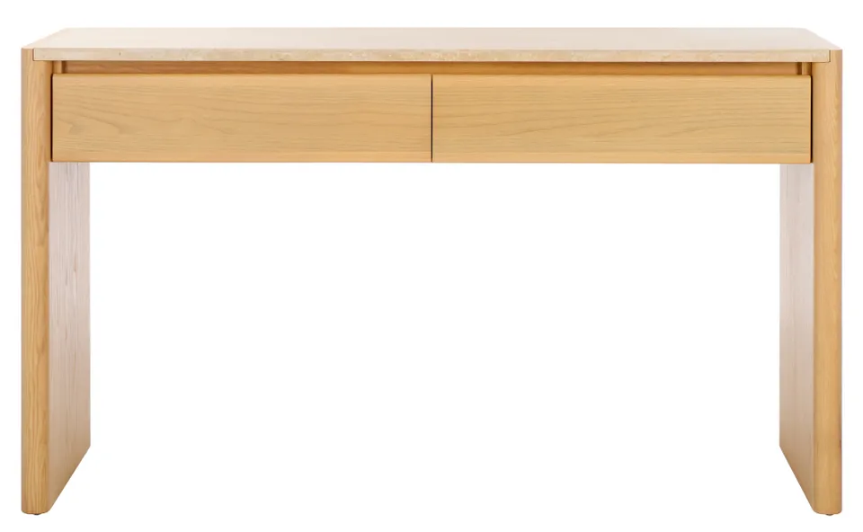 Bellarose Traver Console Table - Natural/Travertine