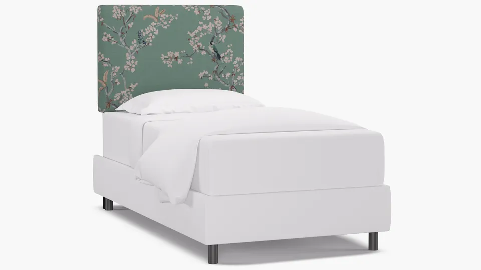 Square Back Headboard, Mint Cherry Blossom, Twin