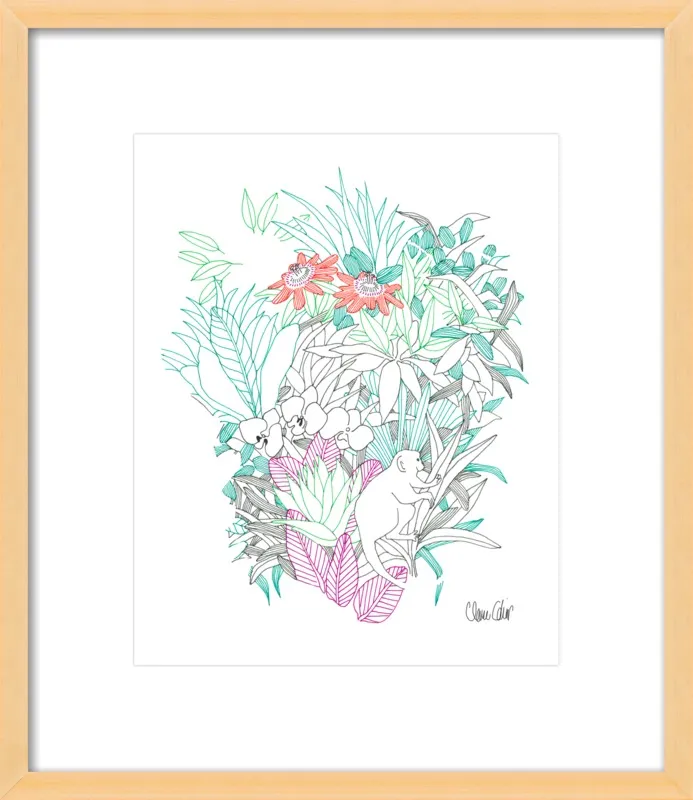 Passionflowers, orchids and the squirrel monkey  by Claire Colin for Artfully Walls
