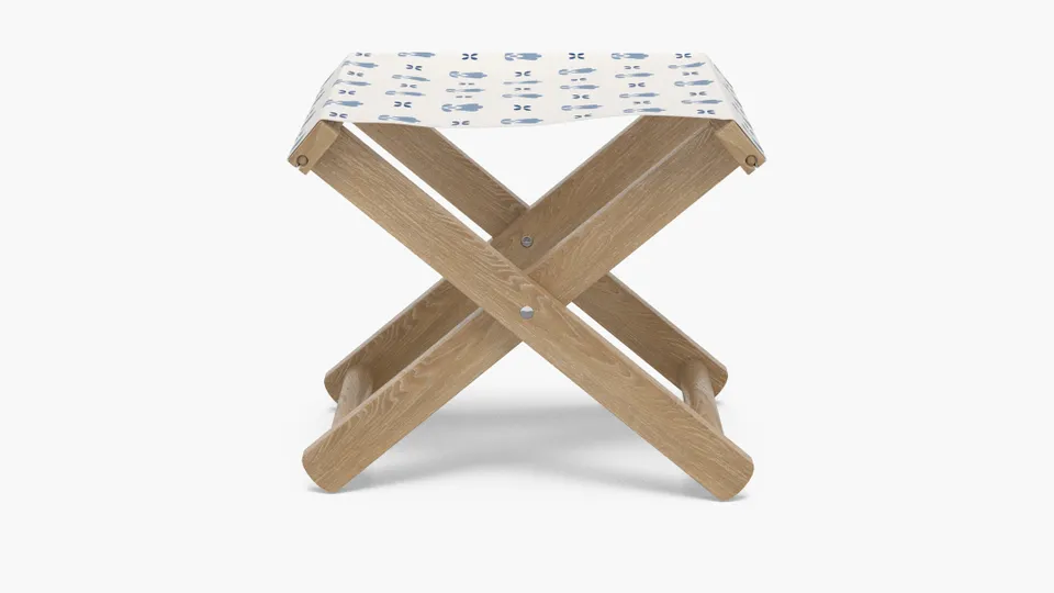 Teak Cabana Stool, Delft Mod Fleur