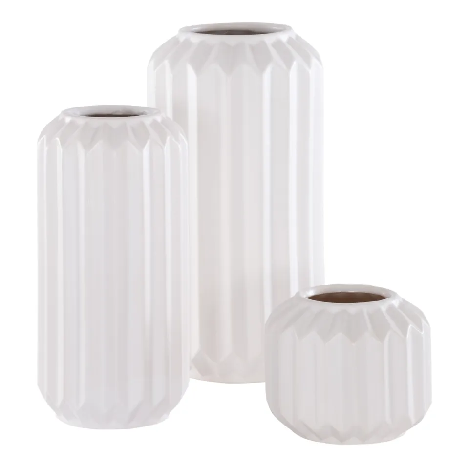 Emari Ceramic Vase, Set of 3 - White