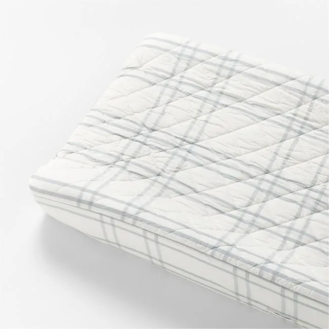 Stax Mist Blue Organic Cotton Baby Changing Pad Cover