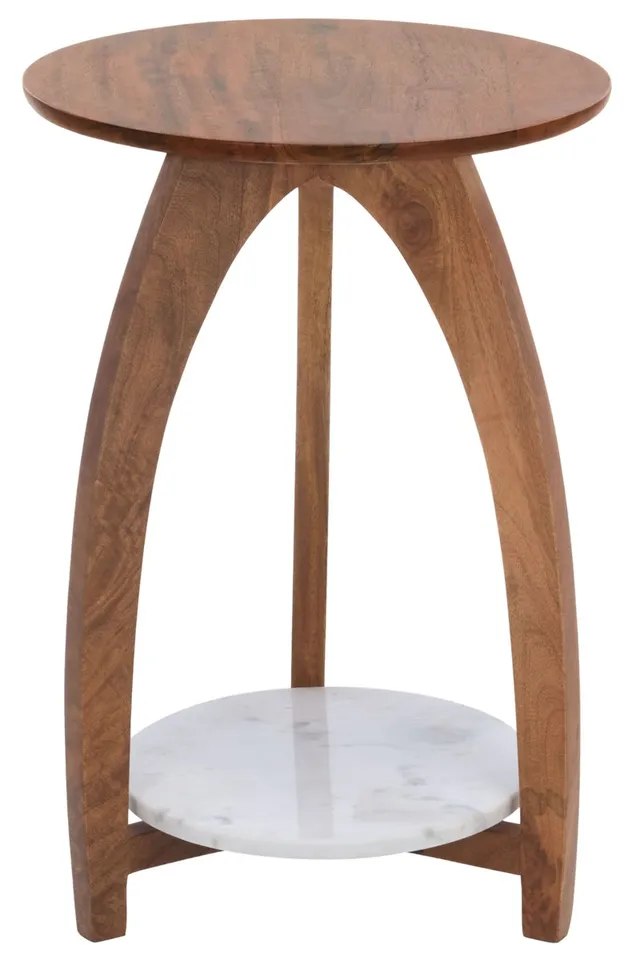 Fanny Accent Table with Shelf - Brown / White
