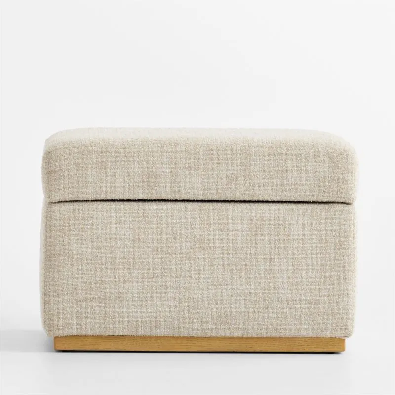 Bowie Oatmeal Plaid Storage Nursery Ottoman