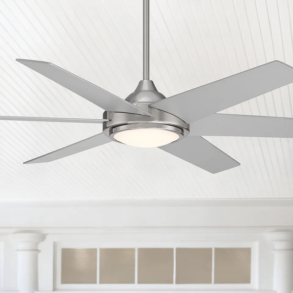 56" Casa Vieja Estate Silver LED Damp Ceiling Fan with Remote Control