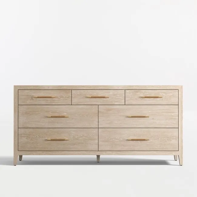 Clairemont 72" Natural Oak Wood 7-Drawer Dresser