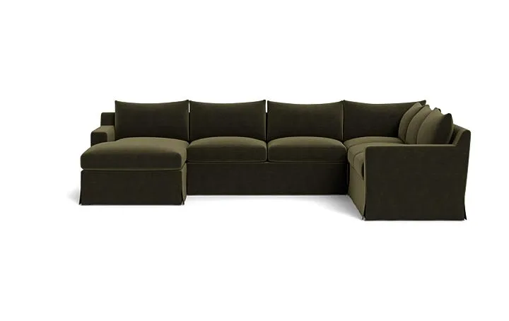 Sloan Slipcovered 4-Piece Corner Sectional Sofa with Left Chaise