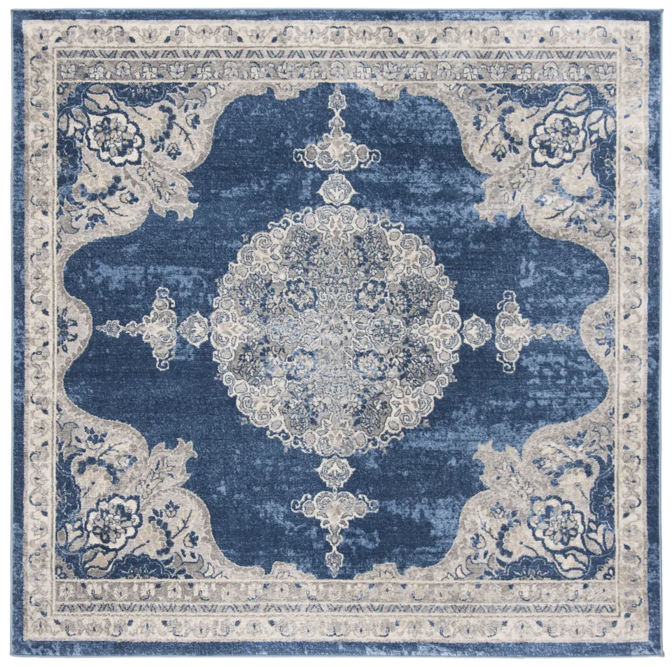 Arlo Home Woven Area Rug, BNT867M, Navy/Light Grey,  6' 7" X 6' 7" Square