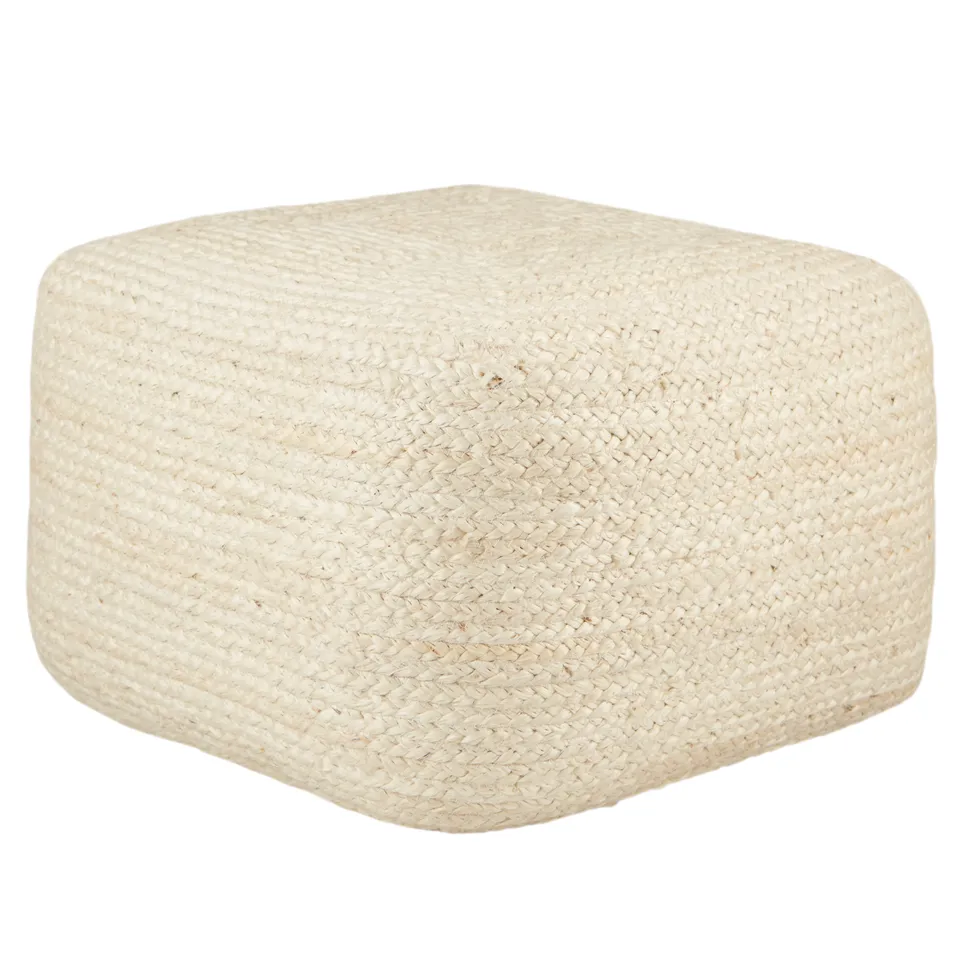 Sangam Natural Solid Ivory Cuboid Pouf