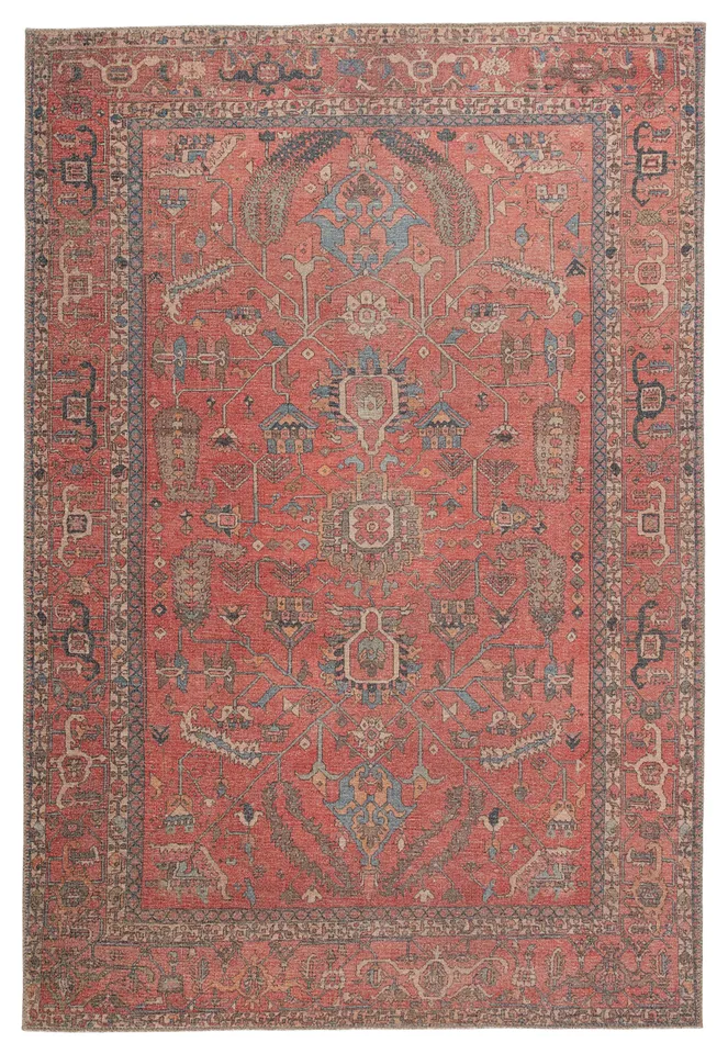 Galina Oriental Red/ Blue Area Rug (7'6"X9'6")