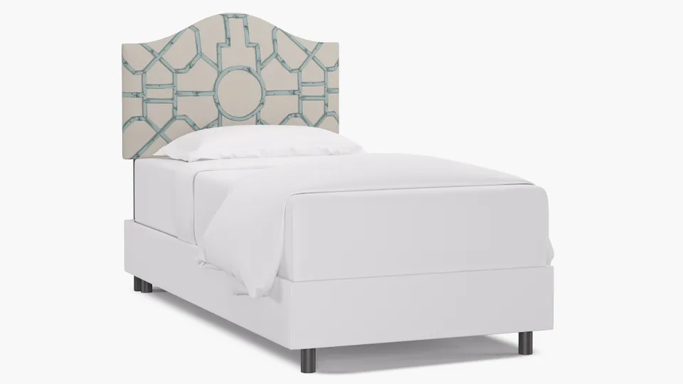 Camelback Headboard, Blue Baldwin Bamboo, Twin