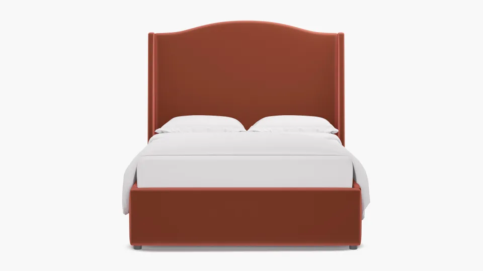 Curved Wingback Bed, Terracotta Performance Velvet, Full