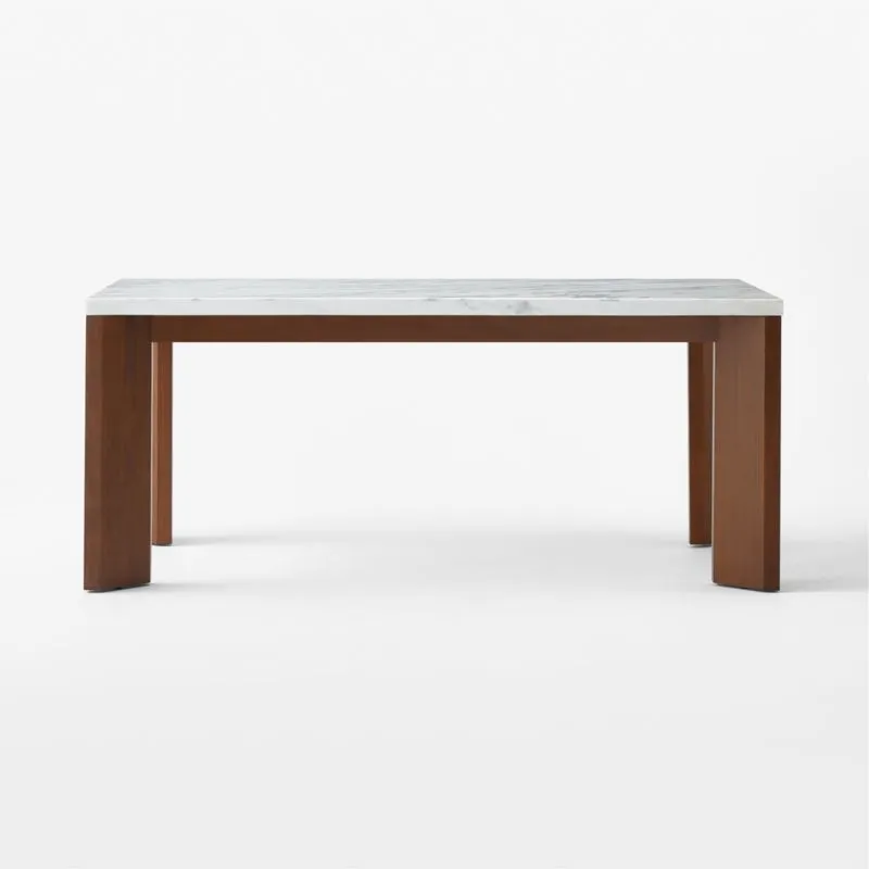 Sydney 72'' Rectangular Carrara Marble Dining Table with Walnut Legs